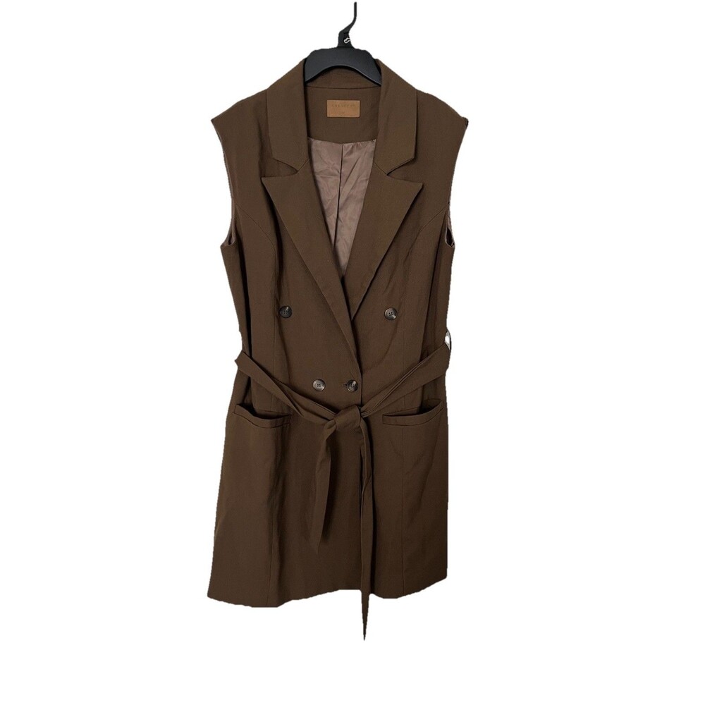 Crescent Sleeveless Vest Blazer Mini Dress Size M Brown Twee Preppy Coquette - Picture 3 of 11